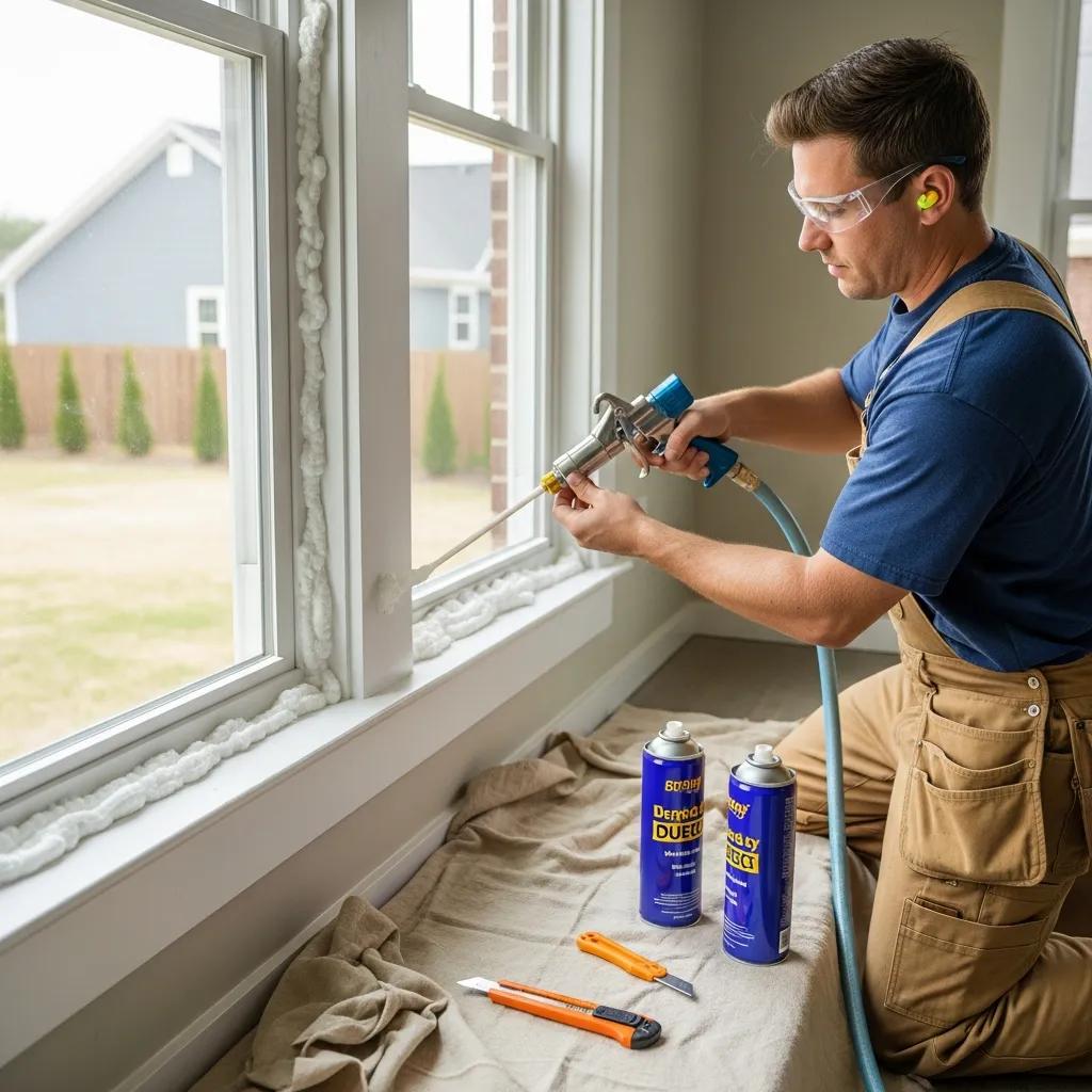 technicai applying spray foam